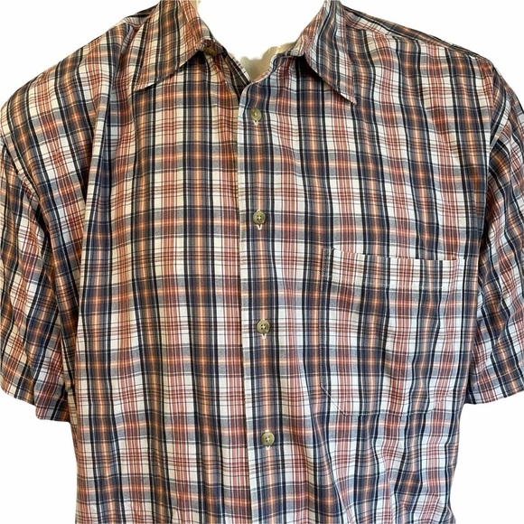 Pendleton Orange Blue Plaid Casual Button Shirt - Picture 2 of 11